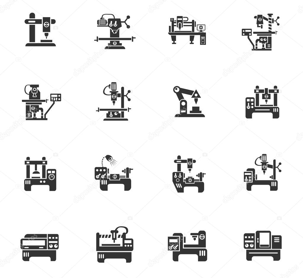 industrial equipment icon set