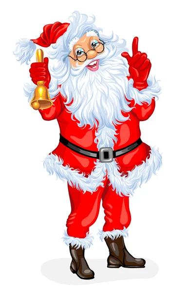 Père Noël claus avec une cloche — Image vectorielle