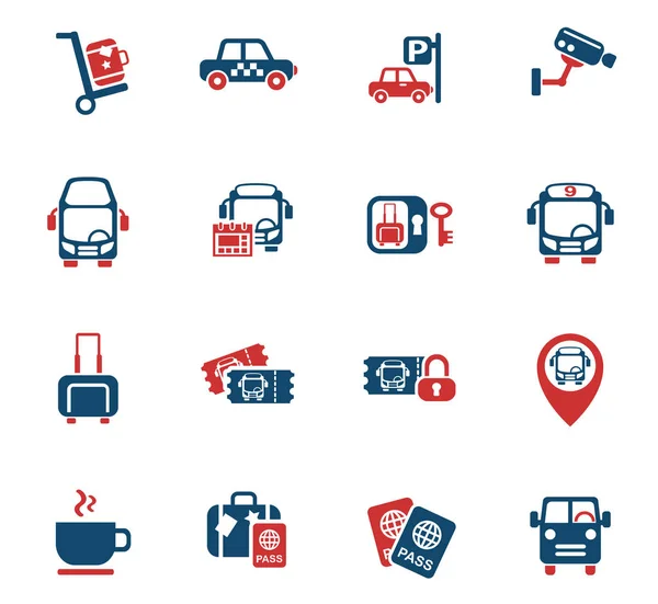 Otobüs istasyonu Icon set — Stok Vektör