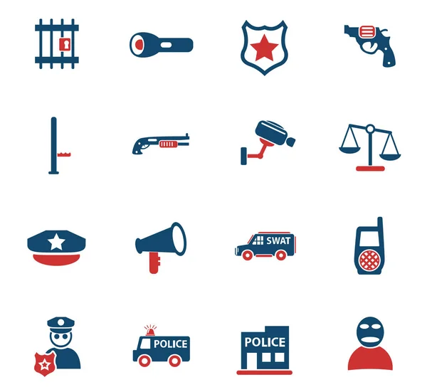 Set di icone della polizia — Vettoriale Stock