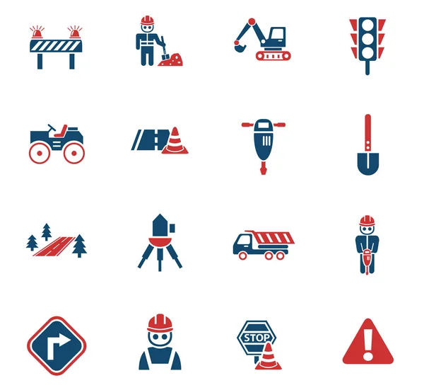 Reparación de carreteras icono conjunto — Vector de stock