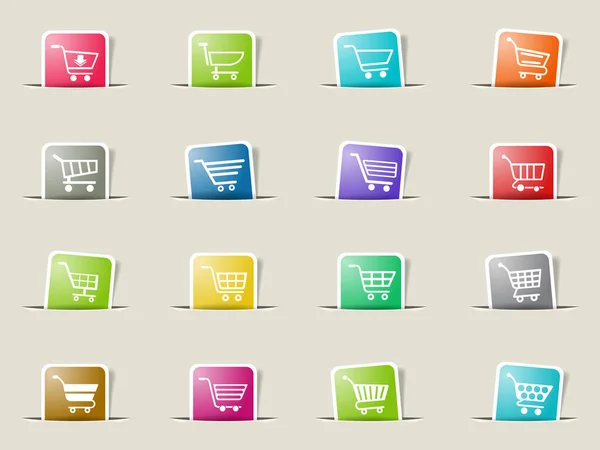 Carrito de compras icono conjunto — Vector de stock