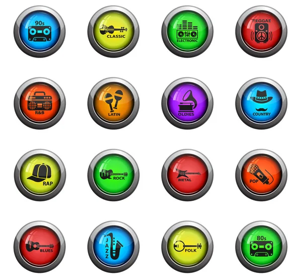 Muzikaal genre web iconen — Stockvector