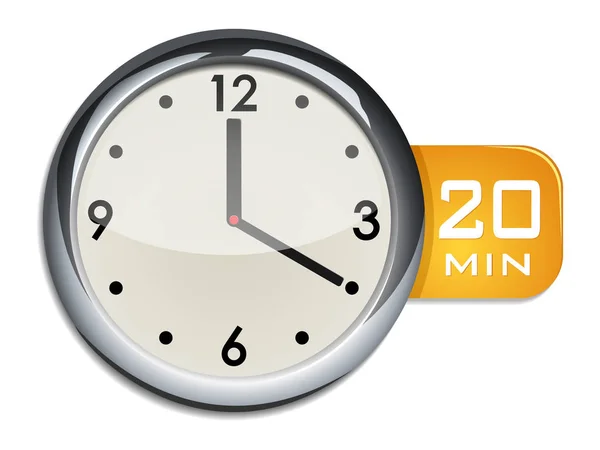 Horloge murale de bureau minuterie 20 minutes — Image vectorielle