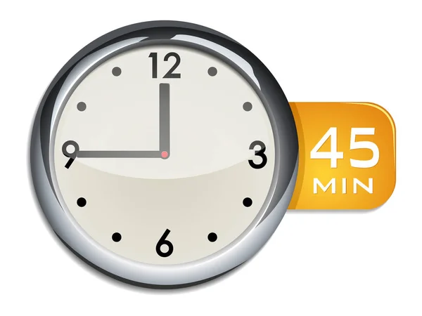 Reloj de pared de oficina temporizador 45 minutos — Vector de stock