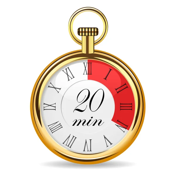 Temporizador reloj mecánico 20 minutos — Vector de stock