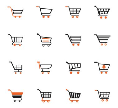 Alışveriş arabası simgesi seti