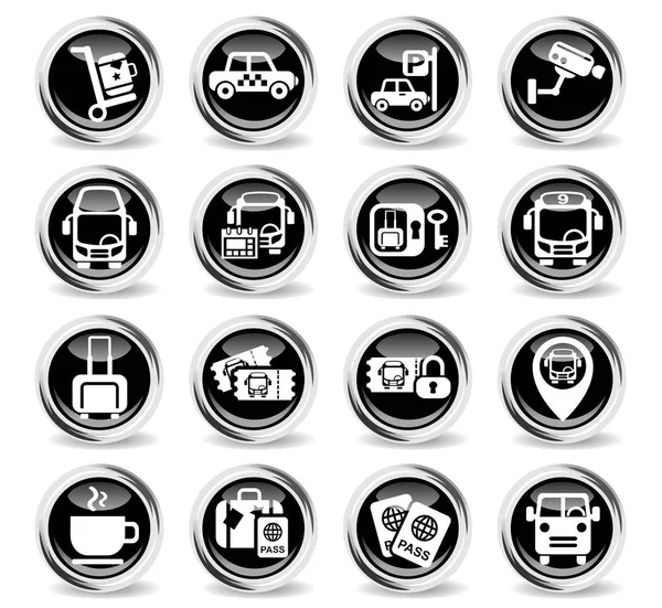 Conjunto de iconos de estación de autobuses — Archivo Imágenes Vectoriales