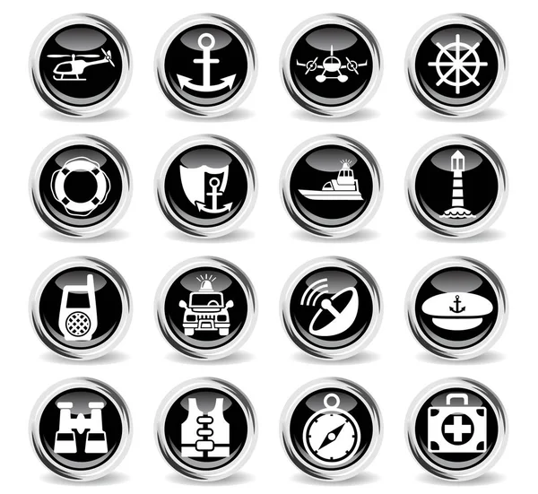 Zestaw ikon straży przybrzeżnej — Wektor stockowy