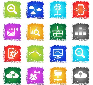 veri analitik ve sosyal ağ simge seti