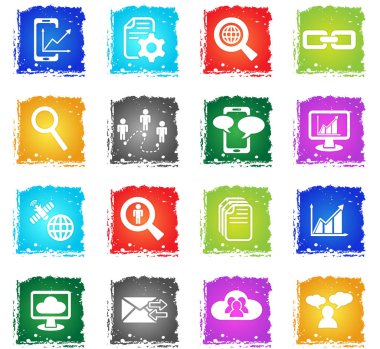 veri analitik ve sosyal ağ simge seti