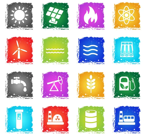 Conjunto de icono de combustible y potencia — Vector de stock