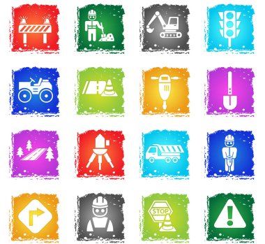 yol onarım simgesi seti