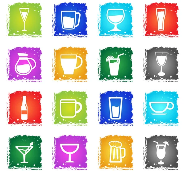 Glasses and cups simply icons — Stock Vector
