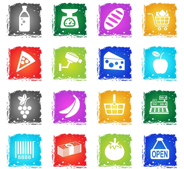 Kruidenier en supermarkt pictogramserie — Stockvector