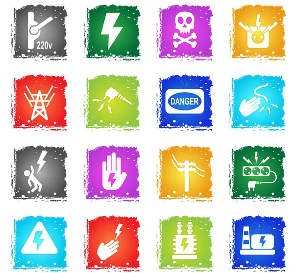 High voltage icon set — Stock Vector