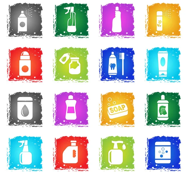 Household chemicals icon set — Stock Vector