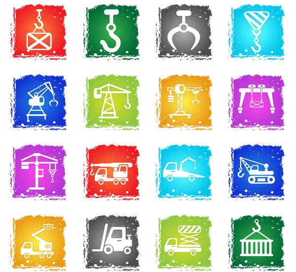 Kaldırma makineleri Icon set — Stok Vektör