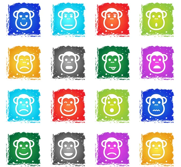 Μαϊμού συναισθήματα απλά εικονίδια — Διανυσματικό Αρχείο