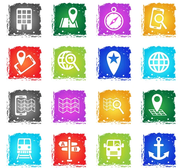 Navigation transport map icon set — Stock Vector