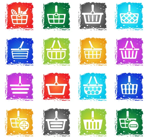 Cesta de compras conjunto ícone —  Vetores de Stock