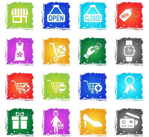 Conjunto de iconos de compras y comercio electrónico — Vector de stock