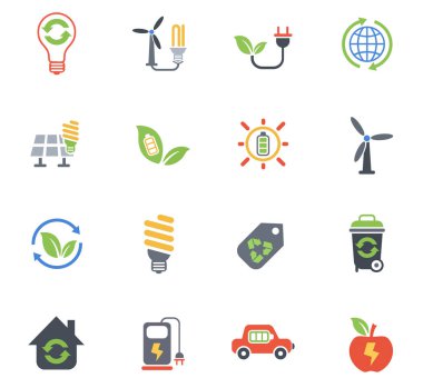 Alternatif enerji simgesi seti
