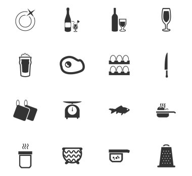 yemek ve mutfak simgesi seti