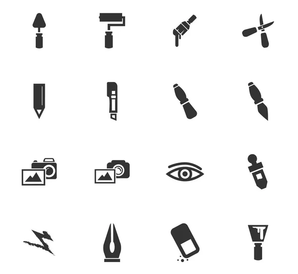 Set icone strumenti artistici — Vettoriale Stock
