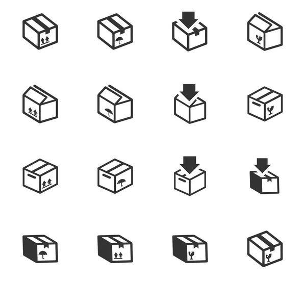 Box Ikonuppsättning — Stock vektor