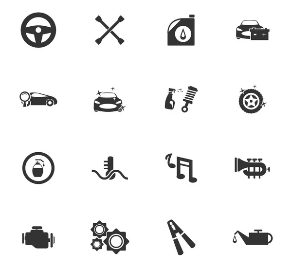 Coche tienda icono conjunto — Vector de stock