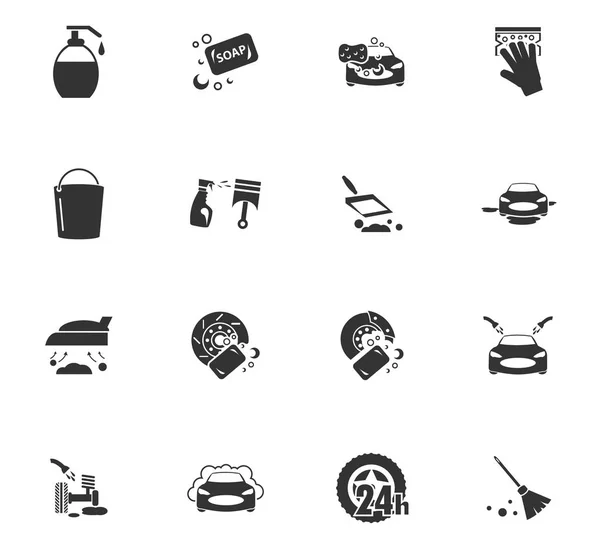 Coche lavadora icono conjunto — Archivo Imágenes Vectoriales