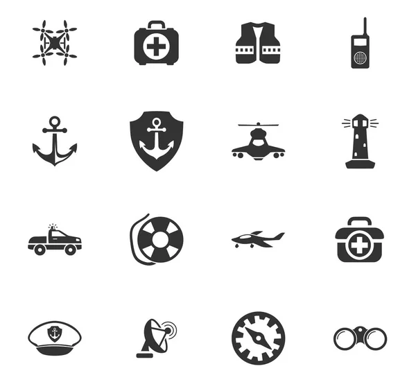Conjunto de ícone da guarda costeira — Vetor de Stock
