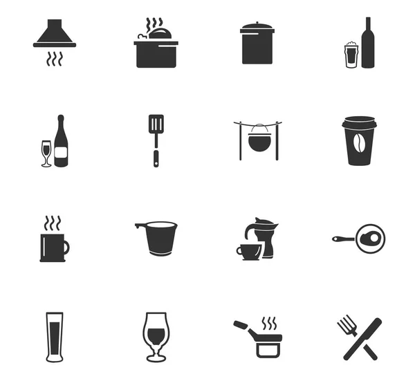 Conjunto de ícone de comida e cozinha — Vetor de Stock