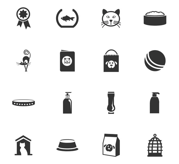 Conjunto de iconos de mercancías para mascotas — Vector de stock