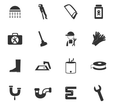 Sıhhi tesisat servis simge seti