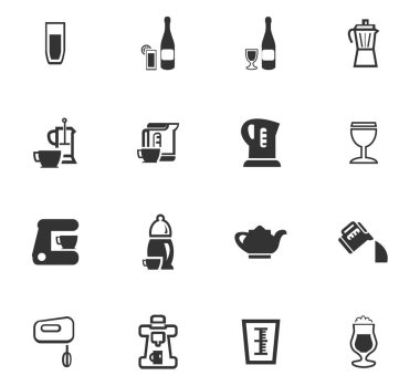 mutfak eşyaları için içecekler Icon set