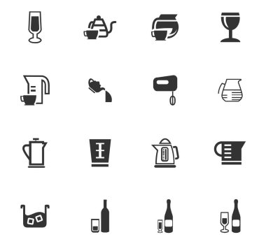 mutfak eşyaları için içecekler Icon set