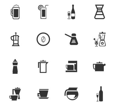 mutfak eşyaları için içecekler Icon set