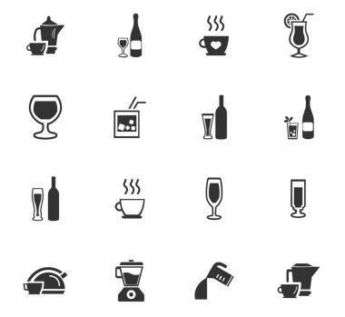 mutfak eşyaları için içecekler Icon set