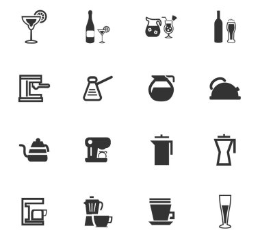 mutfak eşyaları için içecekler Icon set