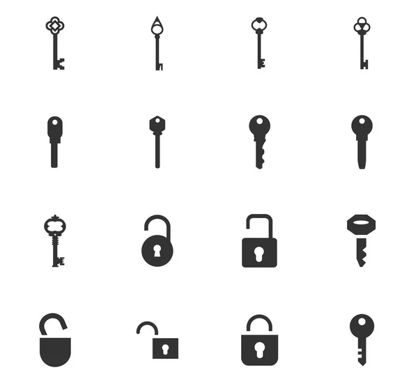 Bloqueio e conjunto de ícone de chave —  Vetores de Stock