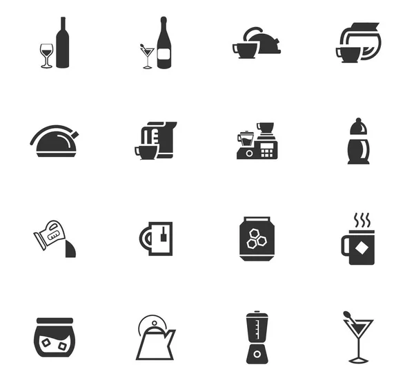 Utensílios para bebidas conjunto de ícones — Vetor de Stock