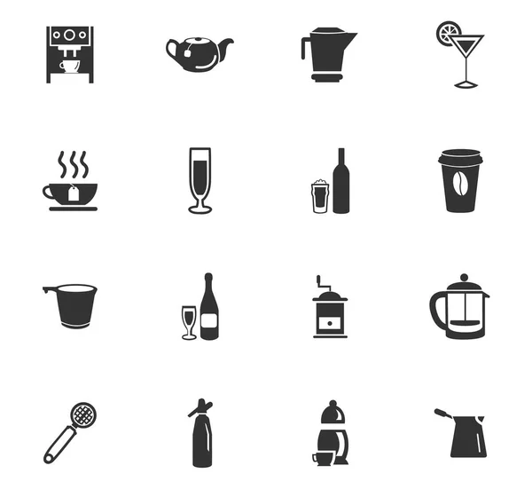 Utensilios para bebidas icono conjunto — Vector de stock