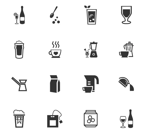 Ustensile pentru băuturi set de pictograme — Vector de stoc