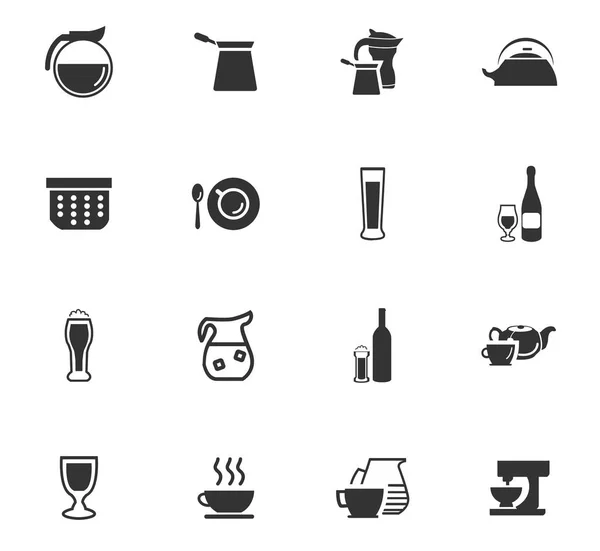 Utensilios para bebidas icono conjunto — Archivo Imágenes Vectoriales