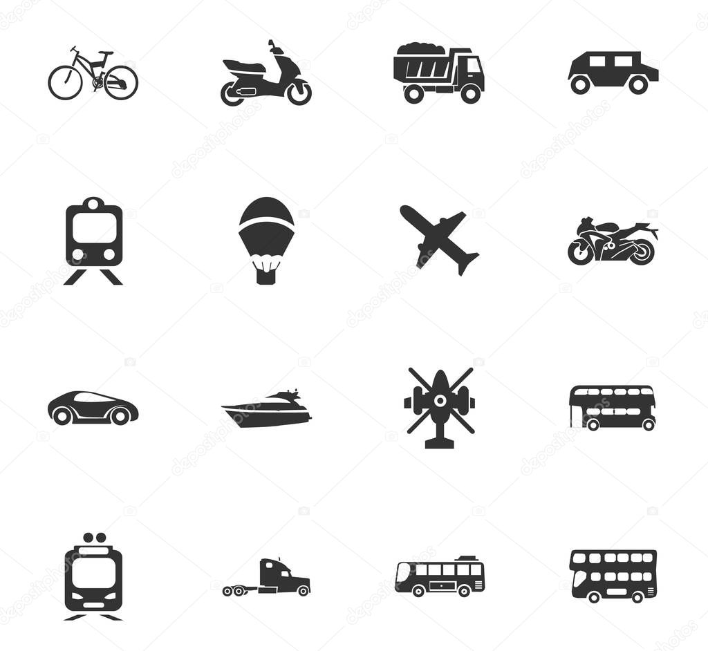 transport types icon set
