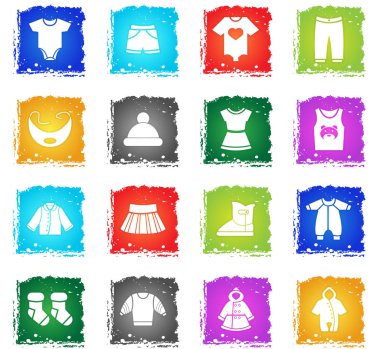 Bebek giysileri Icon set