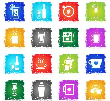 mutfak eşyaları için içecekler Icon set