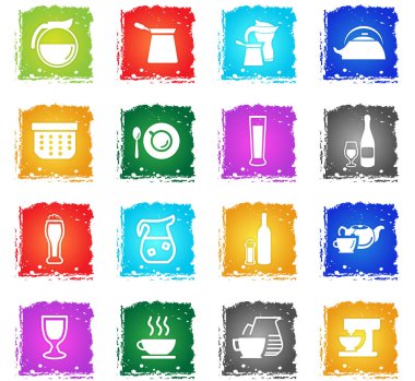mutfak eşyaları için içecekler Icon set